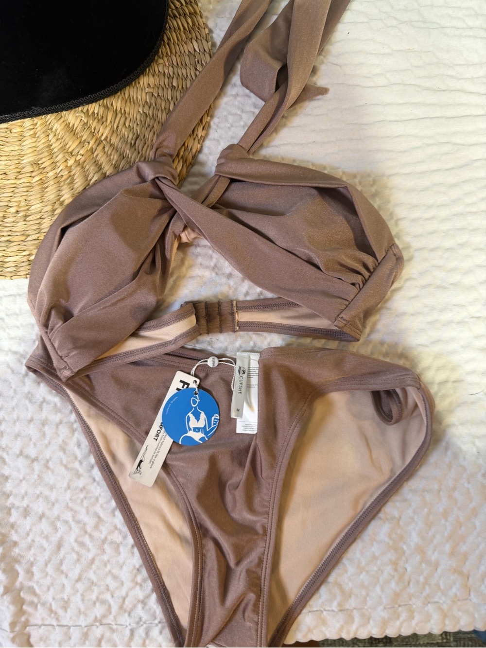 Cupshe Mauve Taupe Twist Halter Bikini Set